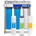 Express Water Whole House Water Filter System, 3 Stage Whole Home Filter Reduces Chlorine, Chloramine and More for Healthier Skin, Includes Free-Standing Stainless Steel Frame & 3 Pressure Gauges