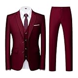 KUDORO Costume Homme 3 pièces Slim Fit Smoking Simple Poitrine à Deux Boutons Men Suits 3 ...