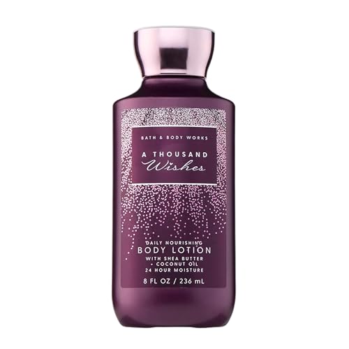 Bath & Body Works A Thousand Wishes Body Lotion Lightweight Daily Moisturizer with Shea Butter & Coconut Oil Sparkling Prosecco & Peony Scent 8 fl oz - 1 Pack