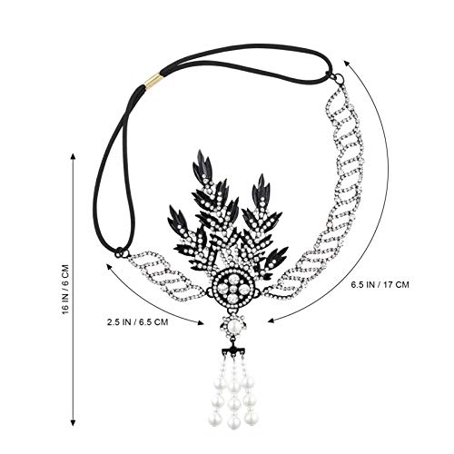 Lurrose 1920S Accessories 1920S Headpiece Women 20S Headbands Vintage Leaf Medallion Pearl Headpiece Rhinestone Pearl Wedding Hair Accessories 1920S Themed Party Accessories Roaring 20S #TOP5