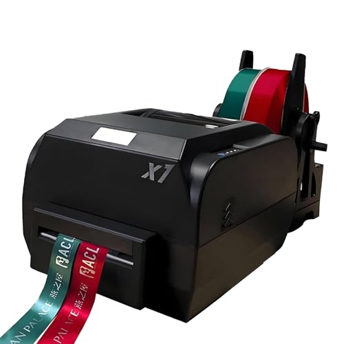 VsyPtyc Impresora de Cinta de satén con Soporte, Impresora térmica de Etiquetas Digital de 200 PPP, 150 mm/s, Compatible con más de 50 Idiomas, Ideal para Decorar con Cintas doublerow