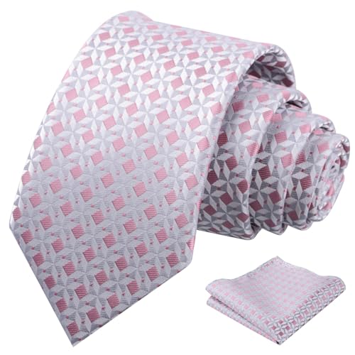 Image of Alizeal Mens Vintage Solid Plaid Tie with Pocket Square 3.15inches Necktie Set