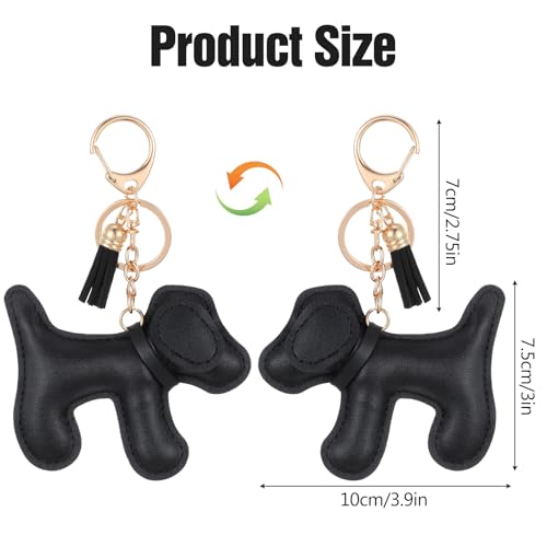 Giantree Hunde Schlüsselanhänger, Leder Taschenanhänger Süße Welpe Hundetasche Anhänger Hunde deko Rucksack Anhänger Geburtstagsgeschenk für Lieblingsmensch Taschenzubehör(Schwarz)