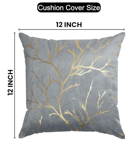 Image of Velvet Foil Cushion Covers 12 inch x 12 inch Set of 5, Grey