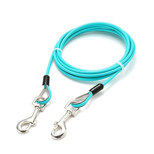 Dog Tie Out Cable,10ft Galvanized Steel Wire Pet Leash with PVC Coating for Pets Up to 100lbs,Dog Lead Line for Yard/Camping/Hiking/Running/Parks (Blue)