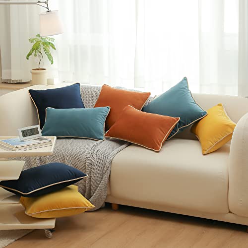 Nobildonna Decorative Throw Pillow Covers Cushion Cases, Set Of 4 Soft Velvet Square Pillowcase Set For Couch Sofa Home Decor, Pillow Inserts Not Included #TOP5