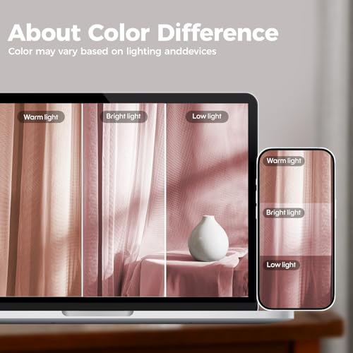 Image of 100% Blackout Curtains for Bedroom, Double Layer Pink Curtains, Black Out Curtain 84 inch Long with Sheer Overlay for Living Room, Room Darkening Window Drapes with Grommet, 52 inch W x 84 inch L