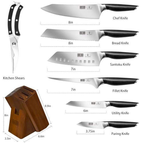 Image of HOSHANHO 8PCS Knife Set, Razor Sharp Japanese Kitchen Knife Set with Block