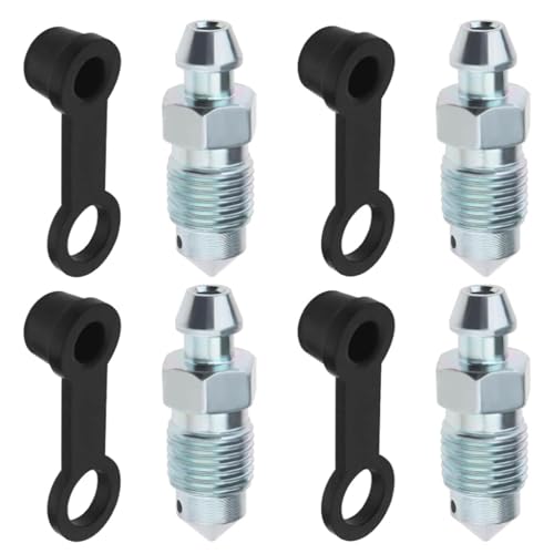 Xiciki 4 Pièces Vis de Purge, M10x1mm Vis de Purge Avec Bouchon, Vis Bocal Frein Moto pour Étrier de Frein à Disque, Vis D'échappement Compatible Motos et...