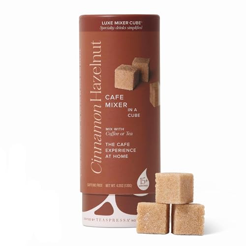 Teaspressa Luxe Mixer Cube - Cinnamon Hazelnut Infused Flavored Sugar Cubes - Barista Quality Cafe Sugar Cubes, Delicious Cinnamon Hazelnut Flavor - Kosher - Gluten-Free - Barista Quality Cafe Experience - No Mess - Makes 30 drinks - Great Gifting, Hosting & Travel