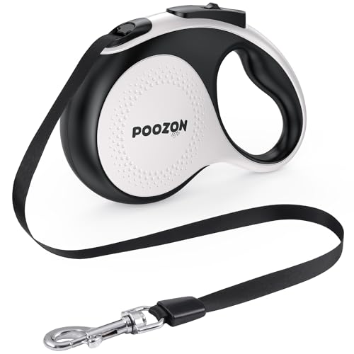 Poozonlife Retractable Dog Leash, 360° Tangle Free, 10 ft Strong Nylon Tap for Pets, Walking Leash for Small and Medium Dogs, Heavy Duty, One Button Break and Lock, Up to 33 lbs