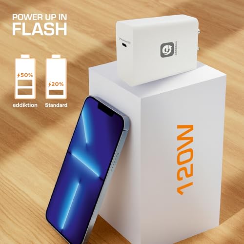 Image of Orignal 120W PD Type C Fast Charger Adapter | Flash, SuperVOOC, Turbo, Dash Fast Charging Support | 6A Type C to C Cable 1m Included | Compatible with All Androids Phones (White)