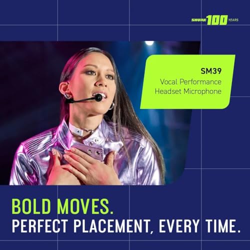 Image of Shure SM39 Headset Microphone - Vocal Performance Cardioid Headworn Mic compatible with Axient Digital, Secure Low Profile Fit, Ergonomic Design, Indoor /Outdoor Windscreens, Sweat Resistant (SM39-TQG)