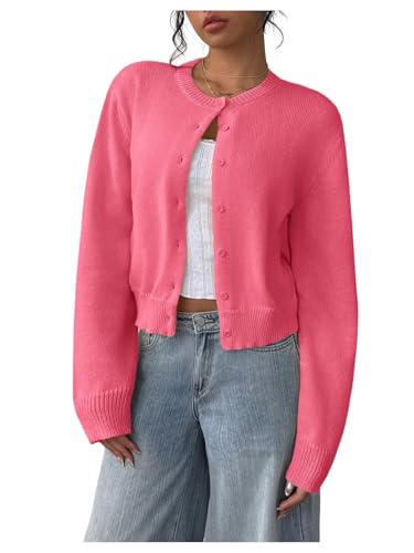 Image of SOLY HUX Women's Button Down Cropped Lightweight Cardigan Sweater Cute Fall Fashion 2026
