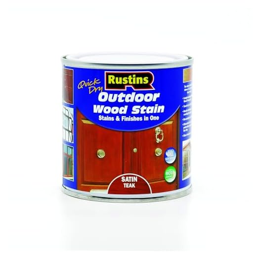 Rustins Quick Dry Outdoor Wood Satin Teak 250ml- Durable and Weather-Resistant Finish, Fast Drying, Vibrant Color for Decks, Fences, & Furniture, Available in Many Wood Shades