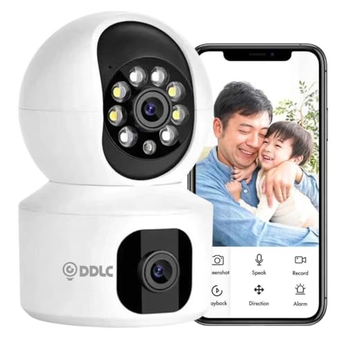 DDLC Smart Dual Lens 4MP WiFi Camera - Double Screen Monitoring, 360° PTZ Rotation, Full Color Night Vision, Two-Way Talk & Alarm Alert - Wireless Home Security System (UPRO)