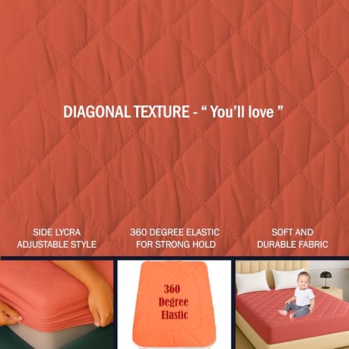 Image of TAG 24 Waterproof Cotton Quilted Mattress Protector Breathable Queen Size Hypoallergenic Noiseless Ultra Soft Fitted Bed Cover 78x60 inch (78x60 inch | 6.5x5 ft, Maroon)