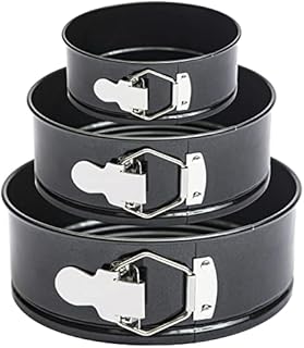 A.M.I Products Cake Tin Set, 3 Pieces (4"/7"/9") Springform Cake Tins with Removable Base, Non-Stick and Leak Proof, Round