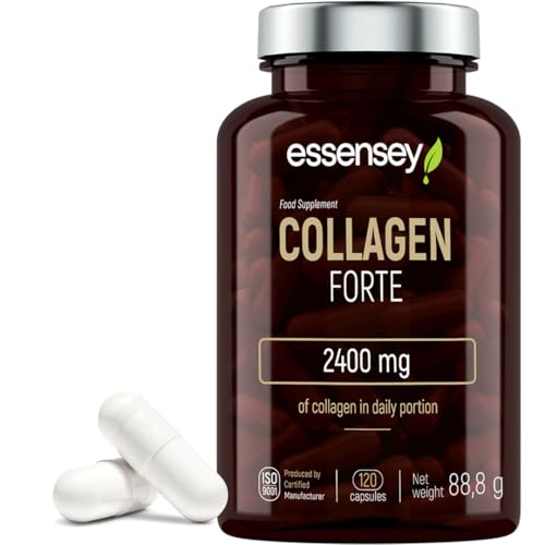 ESSENSEY - Collagène Forte I 2400 mg par dose quotidienne recommandée I 120 gélules I Collagène hydrolysé de type I SOLUGEL® I 60 doses quotidiennes I Facile à avaler