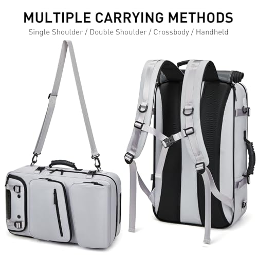 Mochila de viaje expandible para portátil para avión gris miniatura 6
