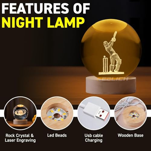 Image of 3D Viratt Kohlii Crystal Ball Night Lamp, Solar System Viratt Kohlii Crystal Ball Night Light, USB Table Colorful Led Wooden Crystel Ball for Home, Office, Birthday Gift
