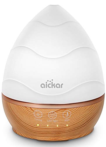 Aickar 200ml Mini Essential Oil Diffuser, Aromatherapy Diffuser with Touch Sensitive Buttons, Ultrasonic Cool Mist Humidifier with 7 Color LED Light and Auto Shut-off Function