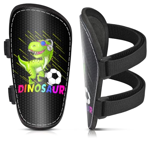 Shin Guards Soccer Kids Girls Youth, Shin Pads Shin Guard Protection Gear for 2-7 Years Old Girls for Football Games, EVA Cushion Protection Reduce Shocks and Injuries (Dinosaur, Small)