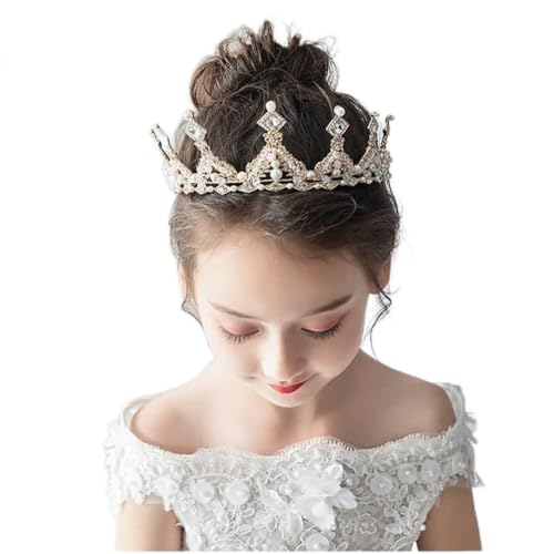 Crystal Princess Crown for Girls, Gold Birthday Tiaras with Rhinestone Headpieces Accessories for Girls Wedding Prom Costume Party