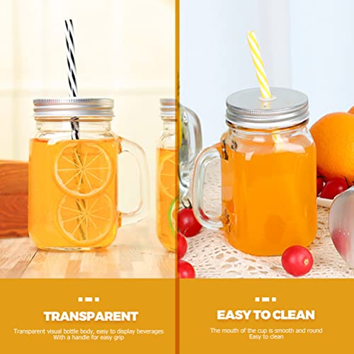 PATKAW 4 Sets Glazen Metselaarpotten Mokken Met Handgrepen en Rietjes Met Mason Jar Drinkglazen Tuimelaars Voor Ijskoffieparelsappen Cocktail 480 Ml - Image 3