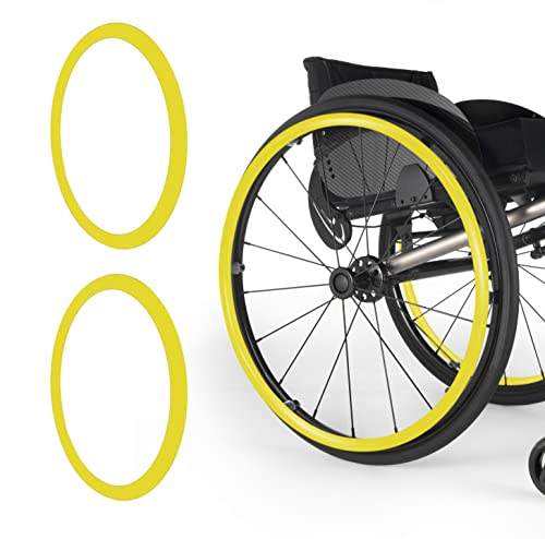 Broutery Wheelchair Push Rim Covers, 24inch Non-Slip Grips, 1 Pair Silicone Hand Cover, Rear Wheel Grips Accessories, Yellow
