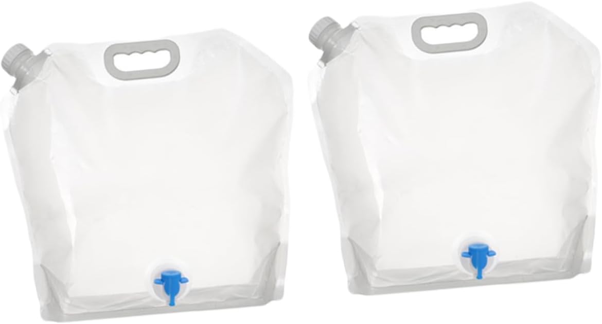 Hemoton 2Pcs Portable Folding Water Bags Outdoor Water Container with Handle for Camping Hiking and Travel Lightweight and Space Saving Durable Water Storage Pouch