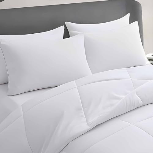 Medium Support Bed Pillows Queen Size Set of 4 Pack for Sleeping 20"x30", Hypoallergenic Skin Friendly Down Alternative Filling for Side Stomach Back Sleeper Machine Washable