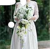 Wasserfall Brautstrauß Künstliche Hochzeitsblumen Weiße Rosen Teartrop Country Wedding Bouquet for BriAccessory