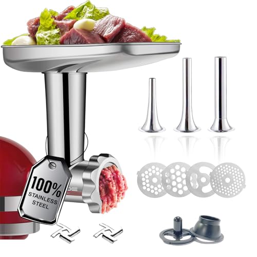 Stainless Steel Meat Grinder Attachment for KitchenAid Stand...