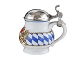Made in Germany Seltmann Weiden 004.000167 Zusatzsortiment Bayern Bierkrug mit Deckel 0,65 L, Blau/Weiß/Beige/Rot