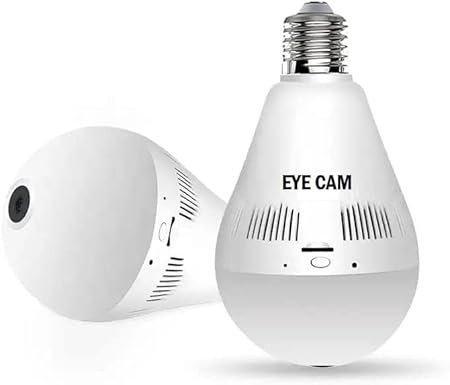MNZ Eye CAM 1440P HD WiFi Bulb Light Wireless IP WiFi Camera,Fish Eye 360 Degree Panoramic Mini Lamp IR CCTV Home Security Camera 1 Year warrenty