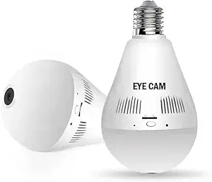 MNZ Eye CAM 1440P HD WiFi Bulb Light Wireless IP WiFi Camera,Fish Eye 360 Degree Panoramic Mini Lamp IR CCTV Home Security Camera 1 Year warrenty