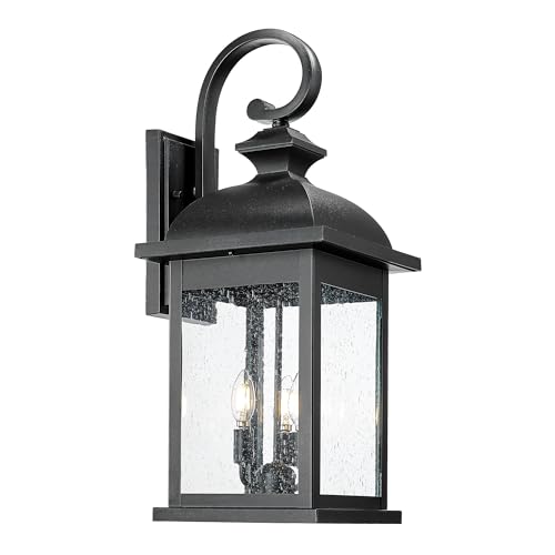Image of FEMILA 26 inch Outdoor Wall Light, Large Exterior Wall Light Fixtures, 3 Light Outdoor Wall Lantern Porch Lights for Entryway, Patio, Garage, Doorway, Matte Black Finish, E12 Base, 4FD54B-L BK