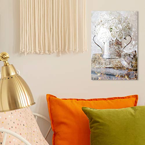 The Oliver Gal Artist Co. Floral Wall Art Canvas Prints 'Romantic Roses' Home Décor, 10" X 15", White, Gold #TOP4
