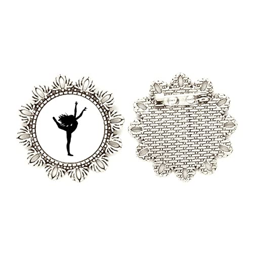 Broche de plata con diseño de bailarina para lucir en galas de danza deportiva medium