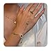 KROSS KULTURE Gold Bracelets for Women 18K Gold Back Hand Finger Ring Chain Trendy Thin Dainty Link Chain Bracelet with Life Tree Charm Waterproof Stainless Steel Fashion Accessory Gifts for Her.