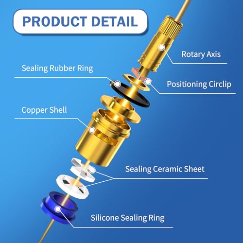 2 Stück Ventiloberteil Armaturen Set, 20 Zähne, 7.6 mm Durchmesser Messing Scheibe Kartusche Ersatz Ventile, Wasserhahn Ventiloberteil 1/2 für Kalt- und Warmwasser