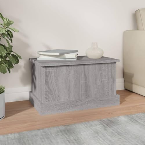Boîte de rangement avec couvercle utilisable comme table basse grise