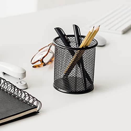 2pk Metal Pen Pot 9cm - Mesh Pencil Pot Desk Organiser - Multifunctional Pen Holders Desk Tidy - Desk Accessories & Storage Products, Stationary Supplies, Stationery Organisers, Office Stationery