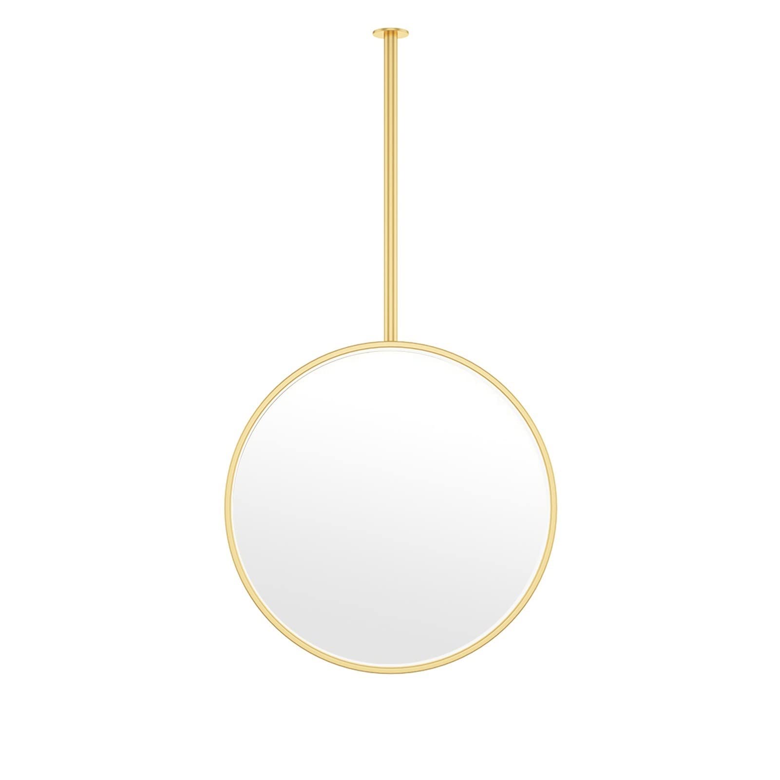 Miroir rond suspendu 60cm cadre métal miroir mural décoratif salle de bain et maquillage