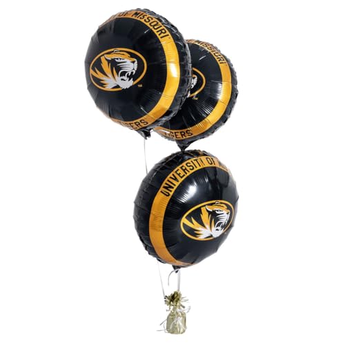 Desert Cactus University of Missouri Foil Balloons Mylar Mizzou Tigers 3 Pack - 18 Inch Round Party Tablecloth Decoration for Tailgates, Graduation, Party and Game Day Tablecloth Decoration