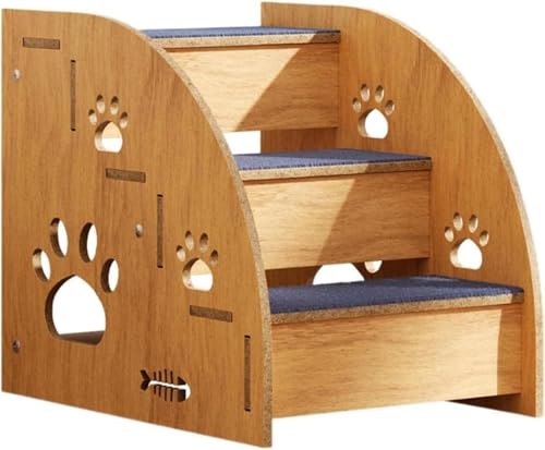 無垢材スロープクライミングはしご 滑り止めはしご ベッド用ドッグステップ 犬用 屋内 ペット用階段 ベッドステップ 猫用 木製 大型中型小型犬&猫用ハイベッド ペット用階段 滑り止め 木製 屋内使用 (3階)