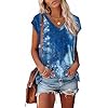 SAMPEEL Womens Summer Tops 2025 Cap Sleeve Trendy Tank Tops V Neck Loose Fit Shirts
