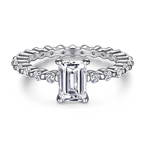 Bague en argent véritable et oxydes de zirconium coupe rectangle