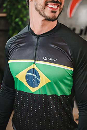 Conjunto de Ciclismo Masculino Camisa Manga Longa e Bermuda de Gel Vários Modelos (Brasil Points, P)